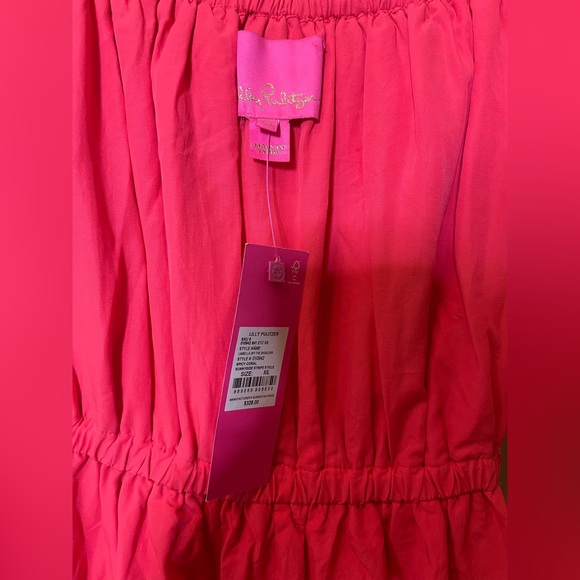Lilly Pulitzer Liabella Off Shoulder Midi Dress Coral Sunnyside Eyelet s XS $328 - Picture 5 of 5